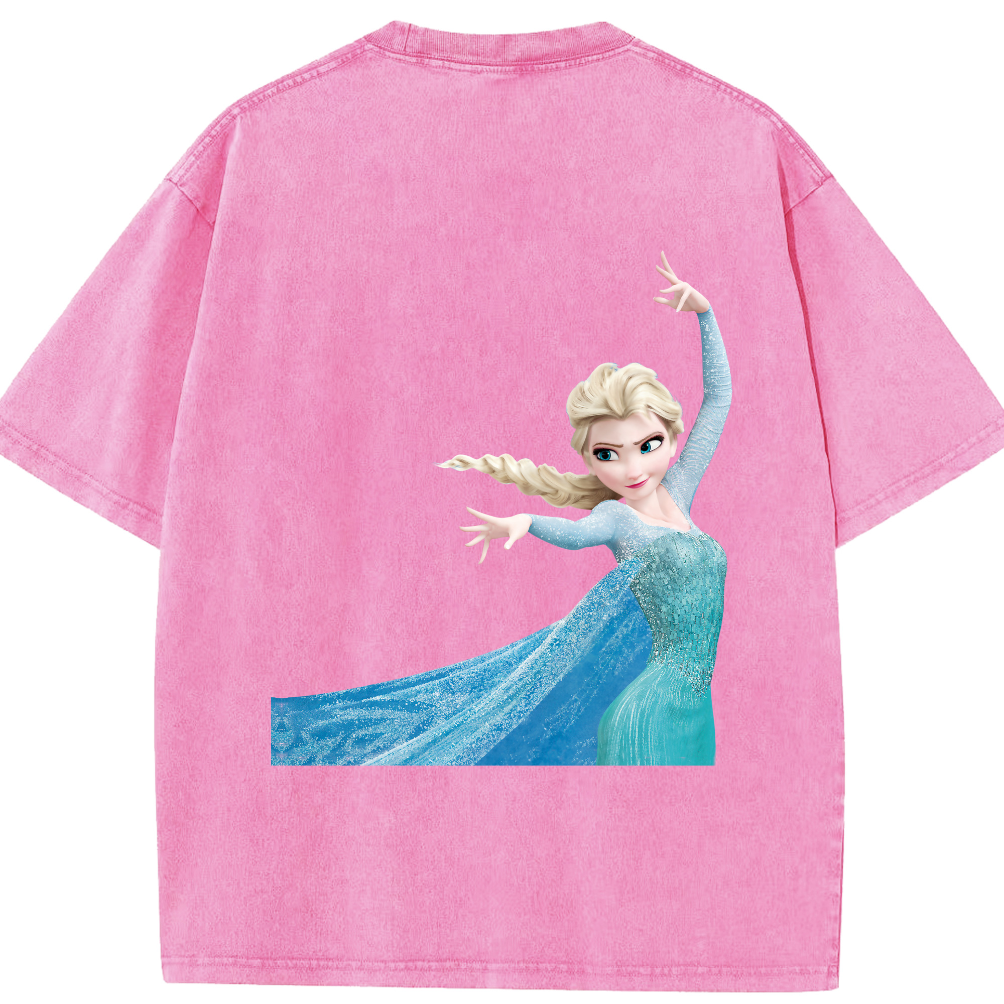 （画像用） アナと雪の女王 アンナ エルサ Frozen Anna Elsa 綿100% ヴィンテージ風 半袖Tシャツ（背面プリント）